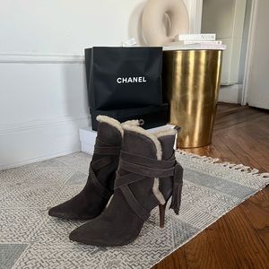 Suede Shearling Schutz Ankle Boots